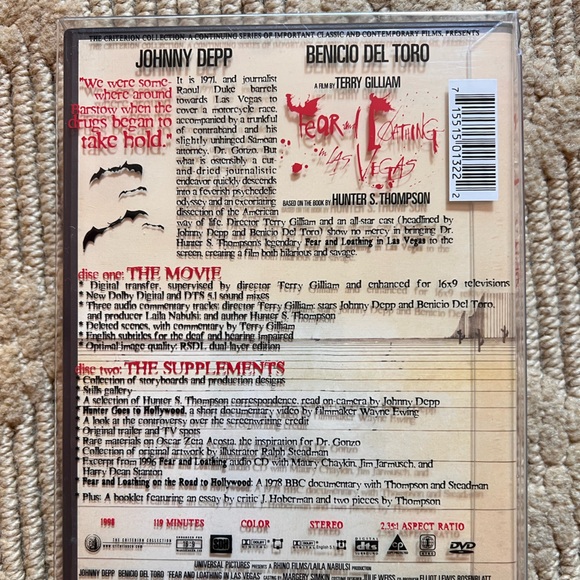 Fear And Loathing In Las Vegas Criterion Collection DVD Spine #175 - Picture 3 of 7